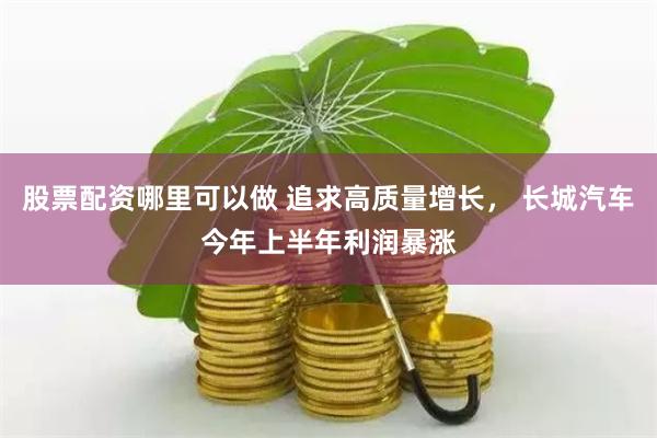 股票配资哪里可以做 追求高质量增长， 长城汽车今年上半年利润暴涨