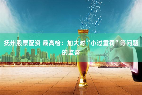 抚州股票配资 最高检：加大对“小过重罚”等问题的监督